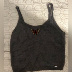 Fuzzy Hollister Tank Top with Butterfly